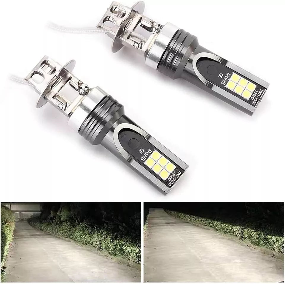 Kit Lampadine LED H3 Luce Bianca 6500-7500K 12V-24V per Fari Auto 12 Led