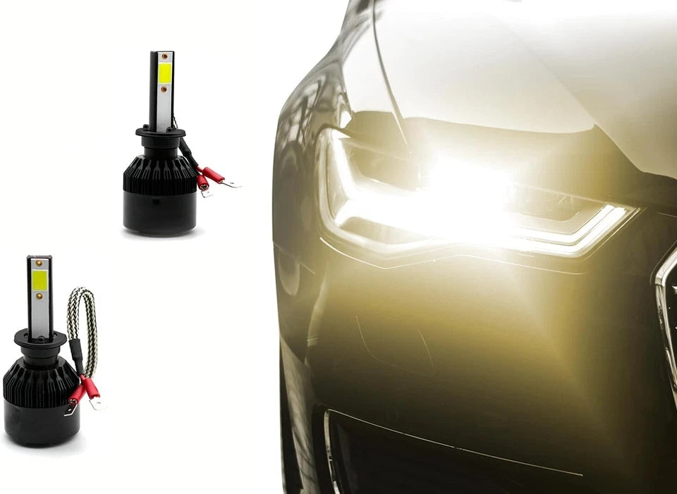 Kit 2 Lampadine Led H1 Luce Bianca Xeno 6000K 12V 60W con Ventola e Dissipatore