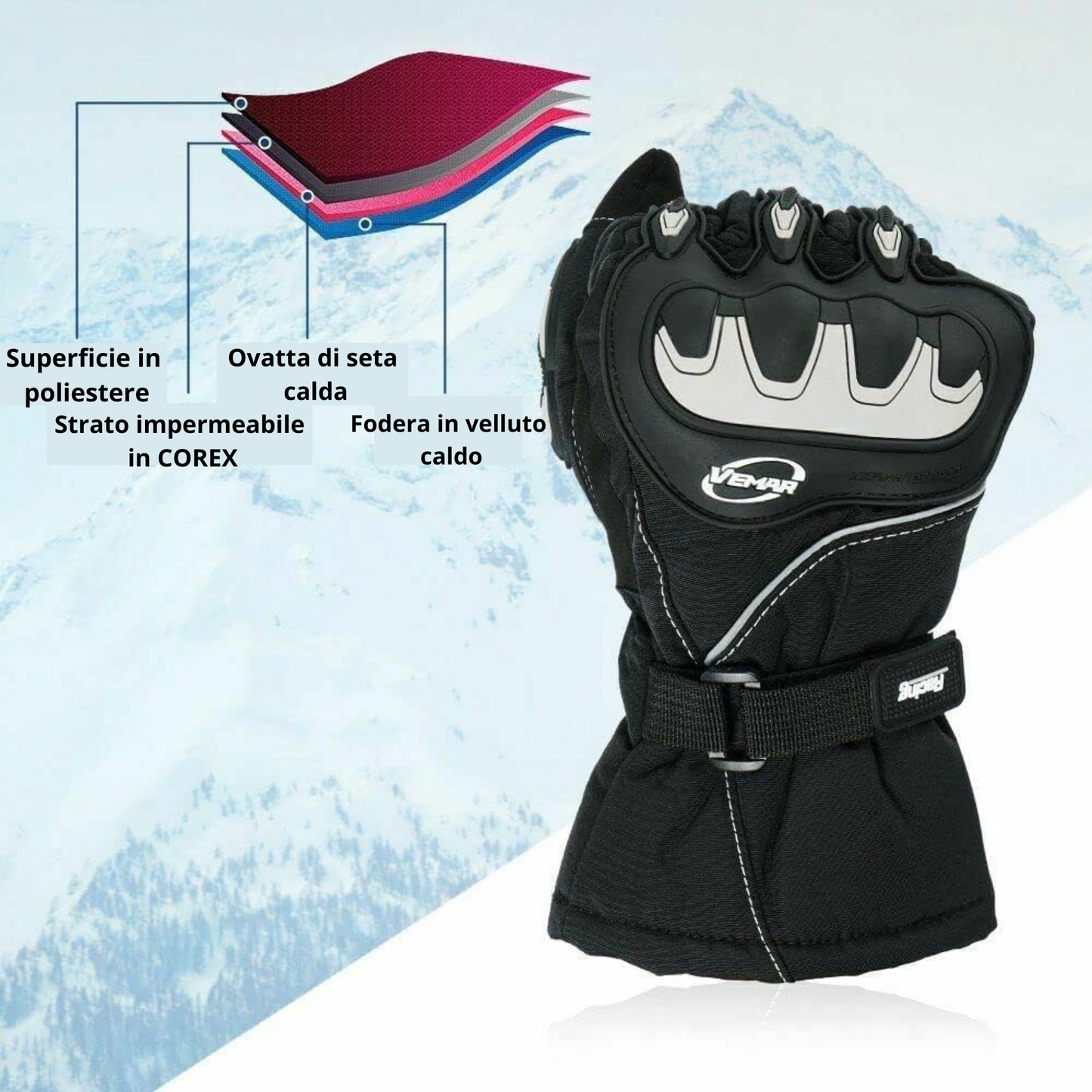 Guanti Moto Invernali Touchscreen Termici Impermeabili Caldi Antivento