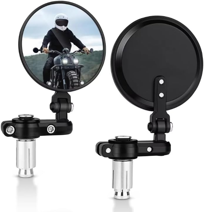 Specchietti Moto Bar End Universali Manubrio 22mm Rotondi Regolabili Cafe Racer