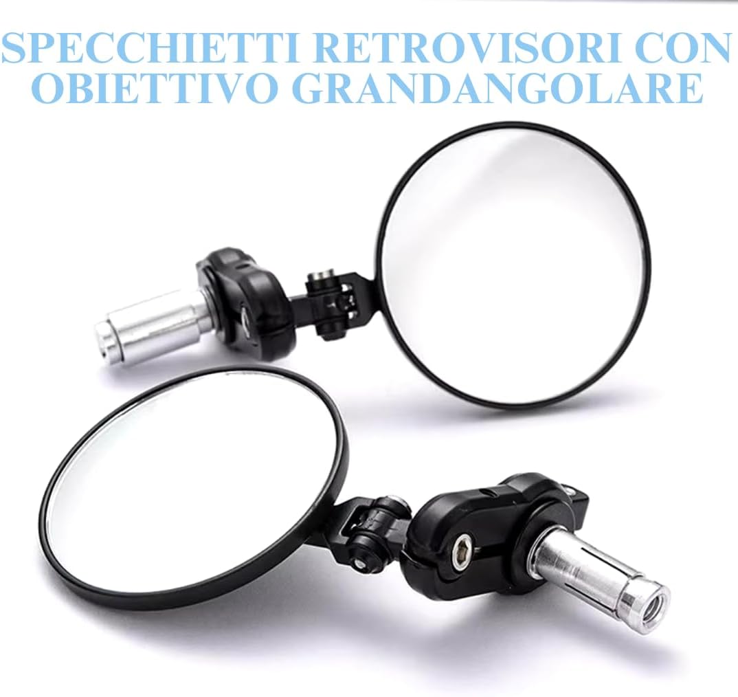Specchietti Moto Bar End Universali Manubrio 22mm Rotondi Regolabili Cafe Racer
