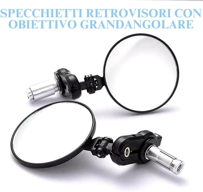 Specchietti Moto Bar End Universali Manubrio 22mm Rotondi Regolabili Cafe Racer