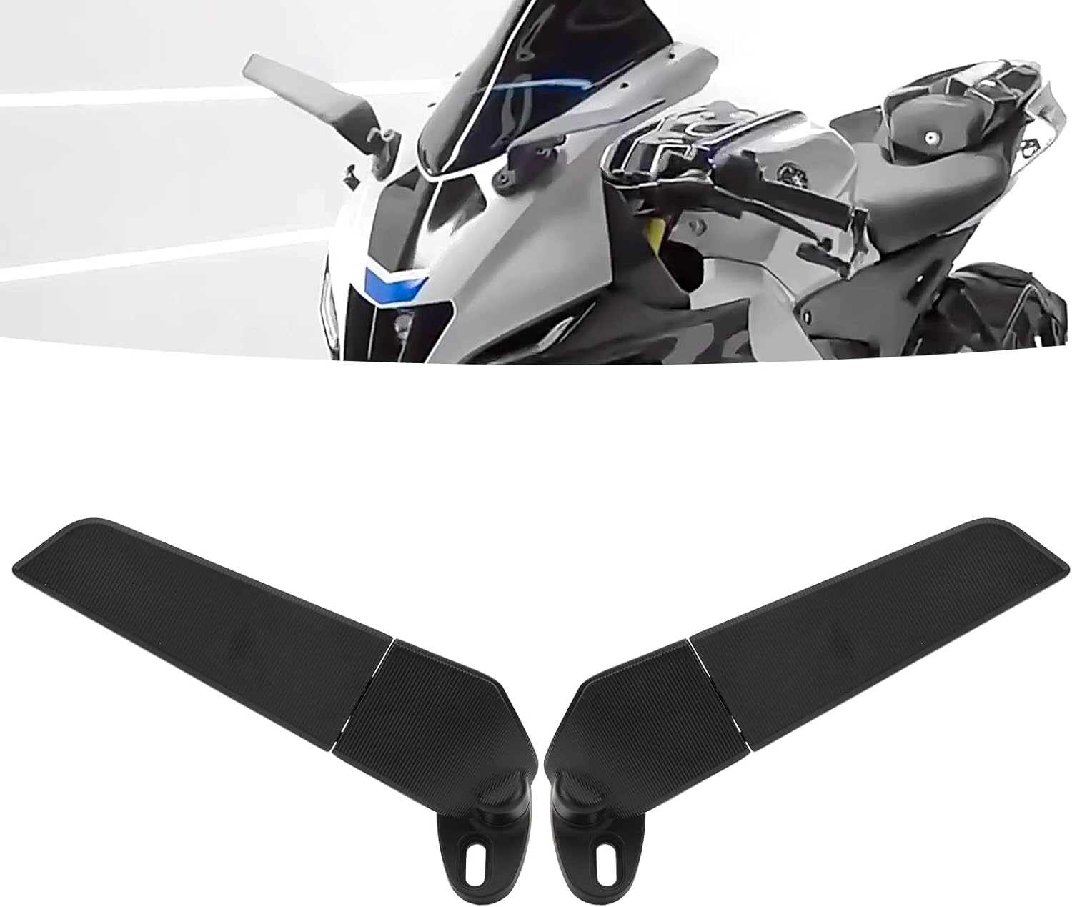 Specchietti retrovisori moto aereodinamici ali stealth wing universali alluminio