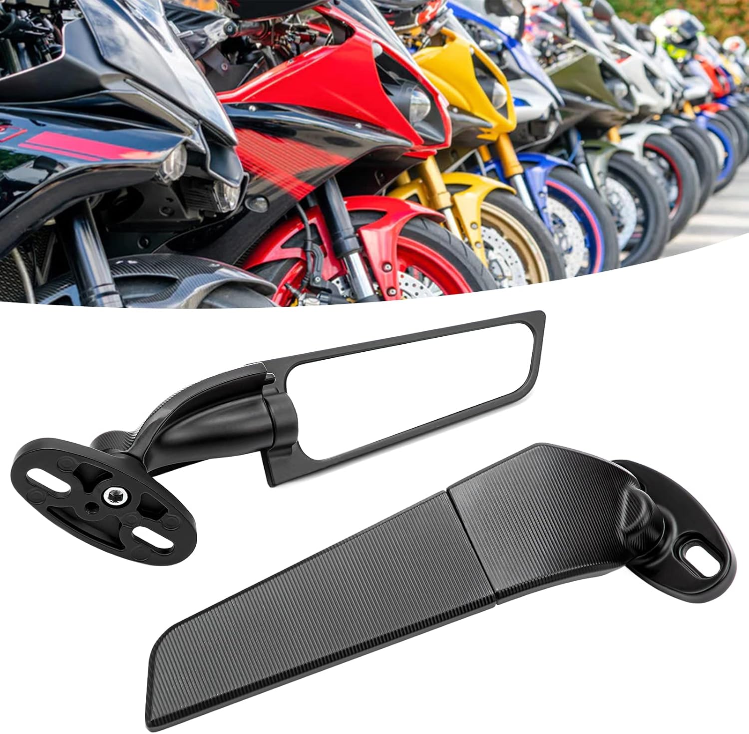 Specchietti retrovisori moto aereodinamici ali stealth wing universali alluminio