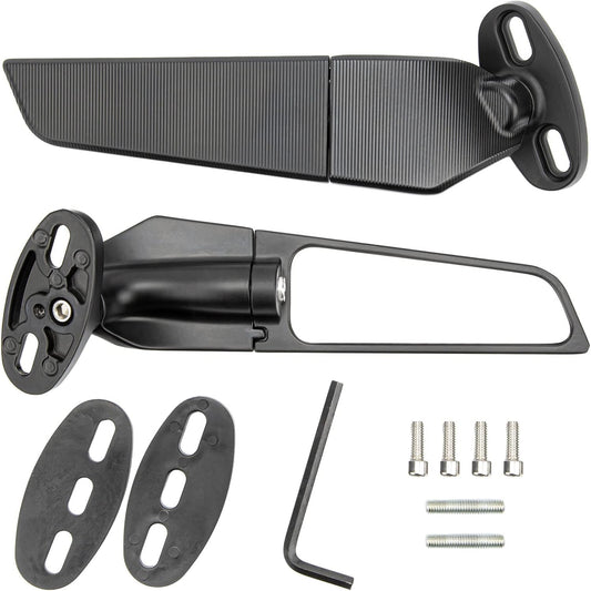 Specchietti retrovisori moto aereodinamici ali stealth wing universali alluminio