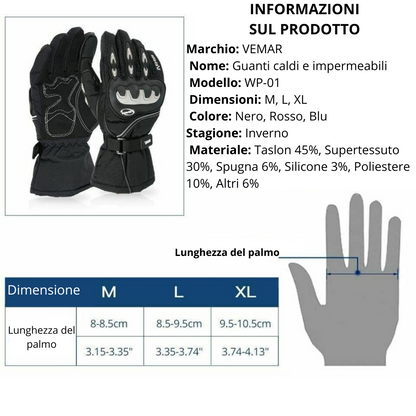 Guanti Moto Invernali Touchscreen Termici Impermeabili Caldi Antivento