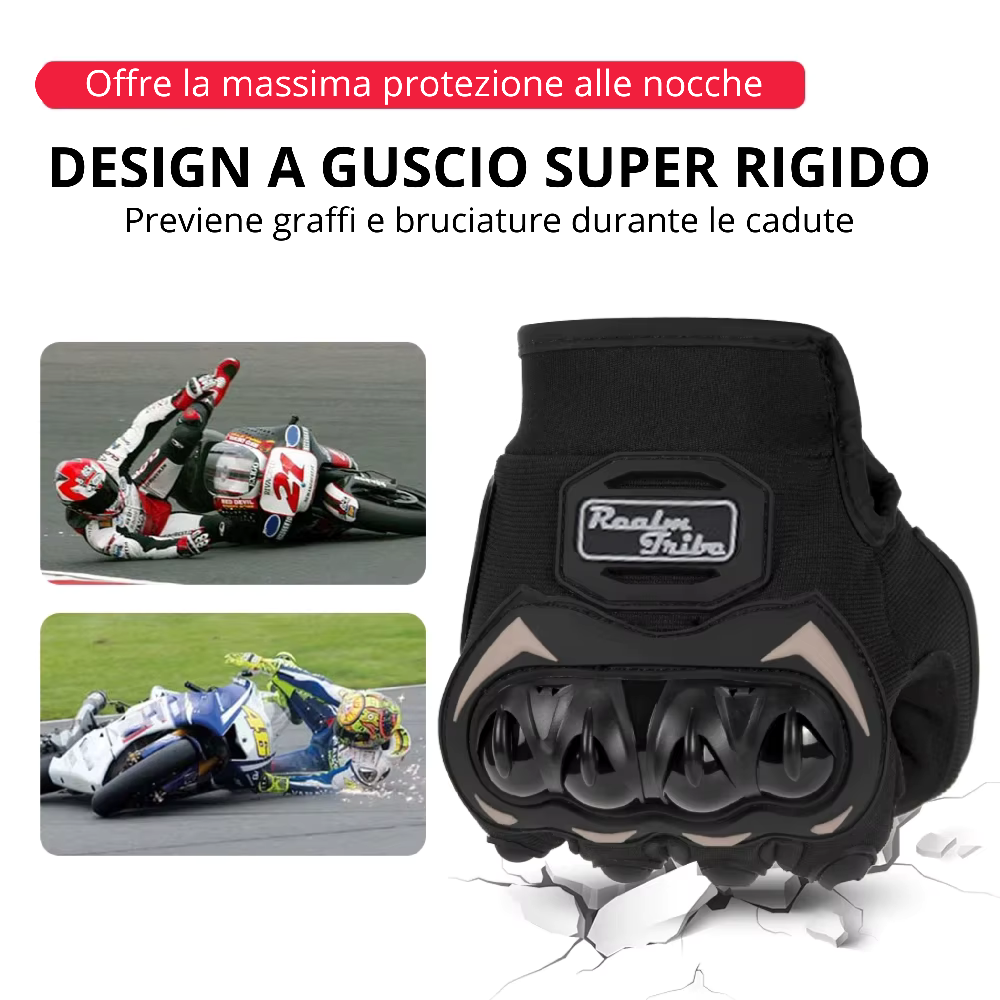 Guanti Moto Traspiranti, Antiscivolo, Touchscreen, Chiusura Regolabile