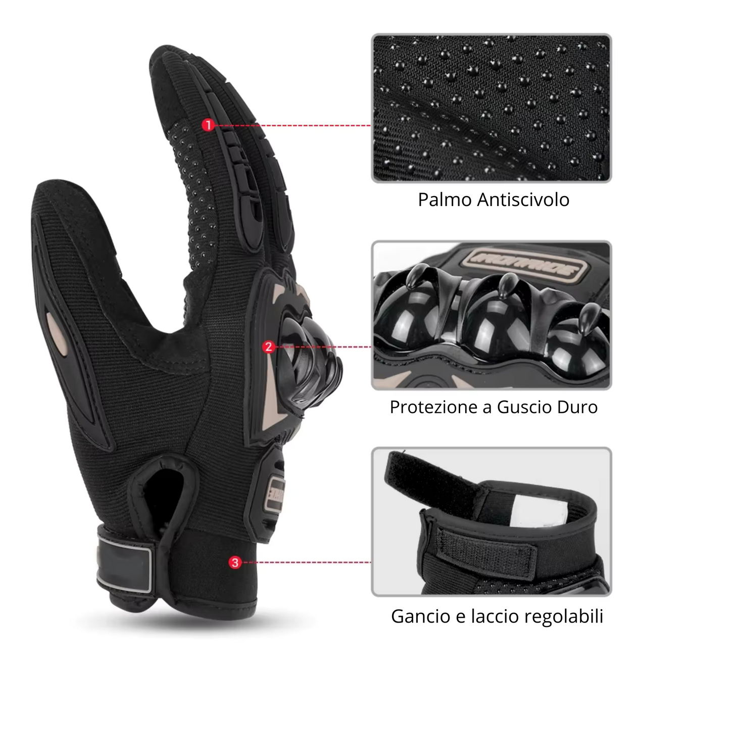 Guanti Moto Traspiranti, Antiscivolo, Touchscreen, Chiusura Regolabile