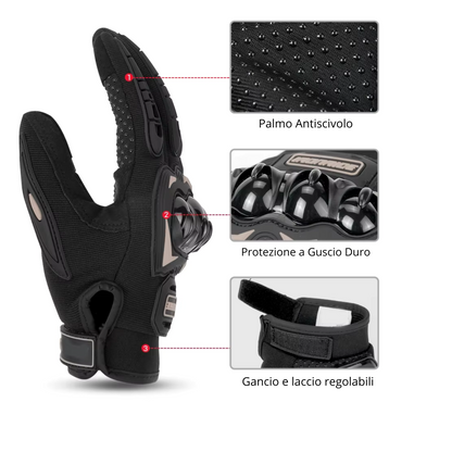 Guanti Moto Traspiranti, Antiscivolo, Touchscreen, Chiusura Regolabile