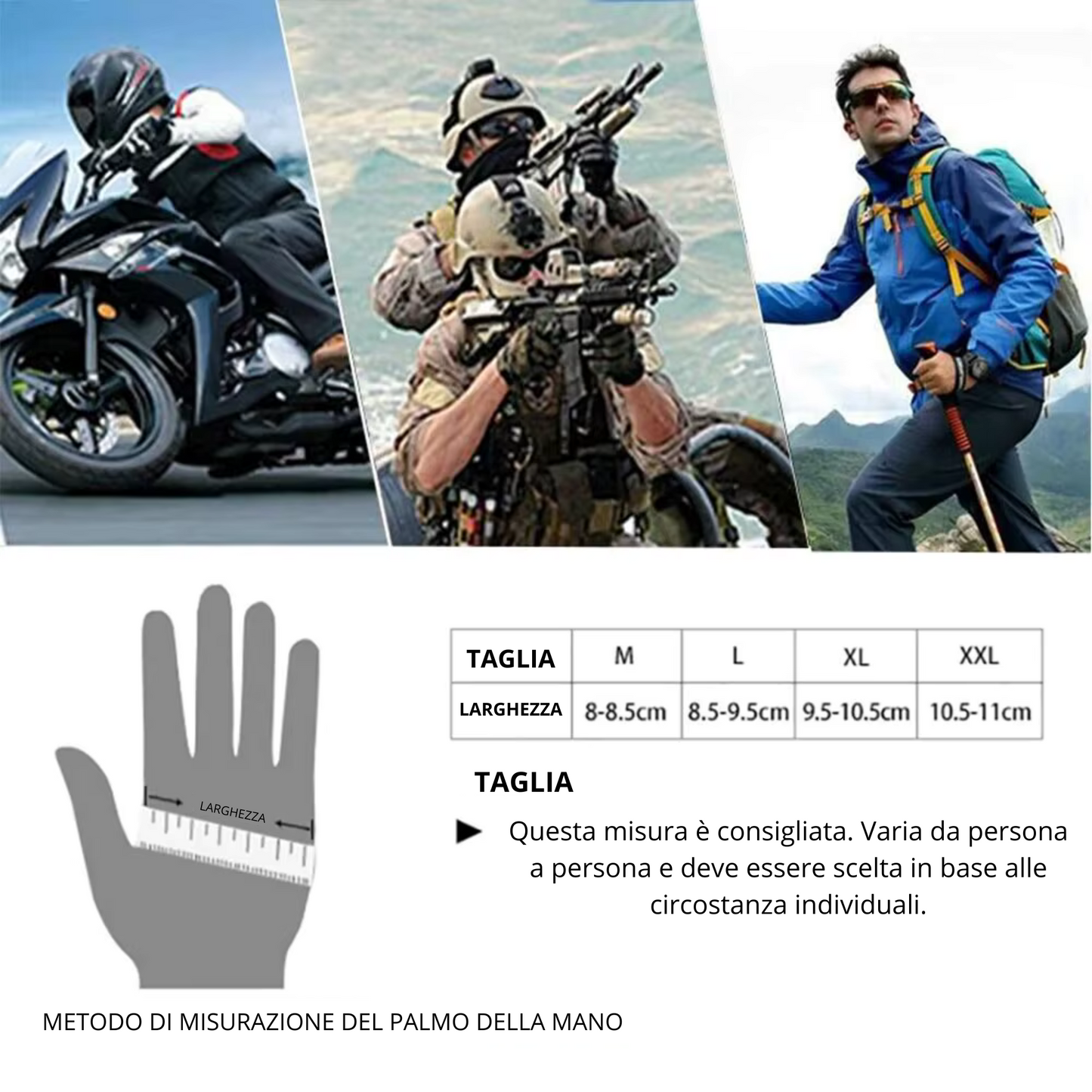 Guanti Moto Traspiranti, Antiscivolo, Touchscreen, Chiusura Regolabile