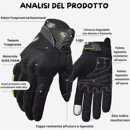 Guanti Moto Touchscreen Traspiranti con Protezione Rigida per Dita e Nocche
