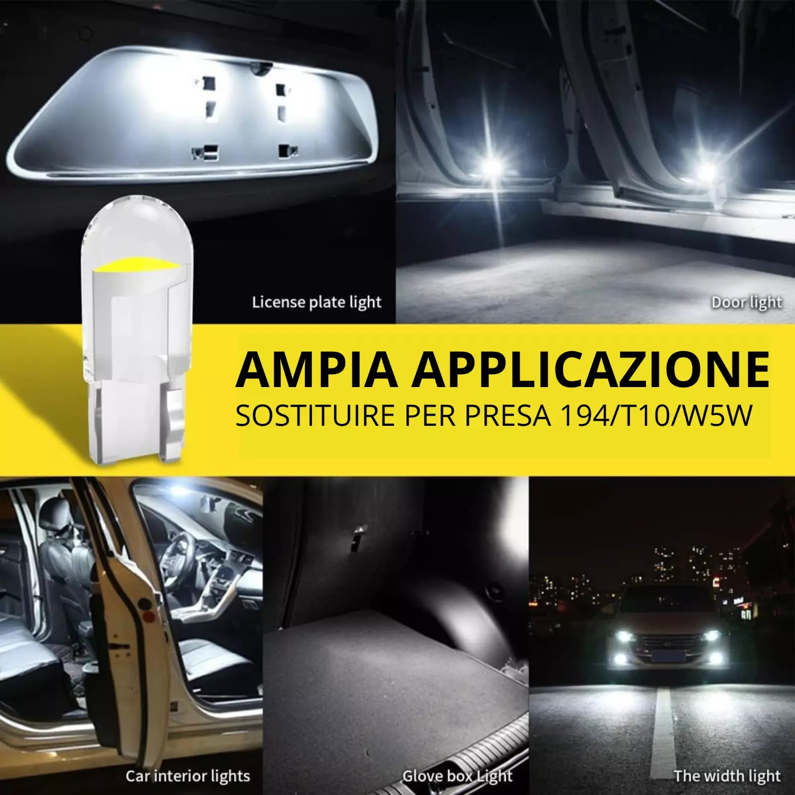 X10 Lampadine a LED T10 W5W CANBUS Senza errori 5W 6000K LUCE BIANCA 12V