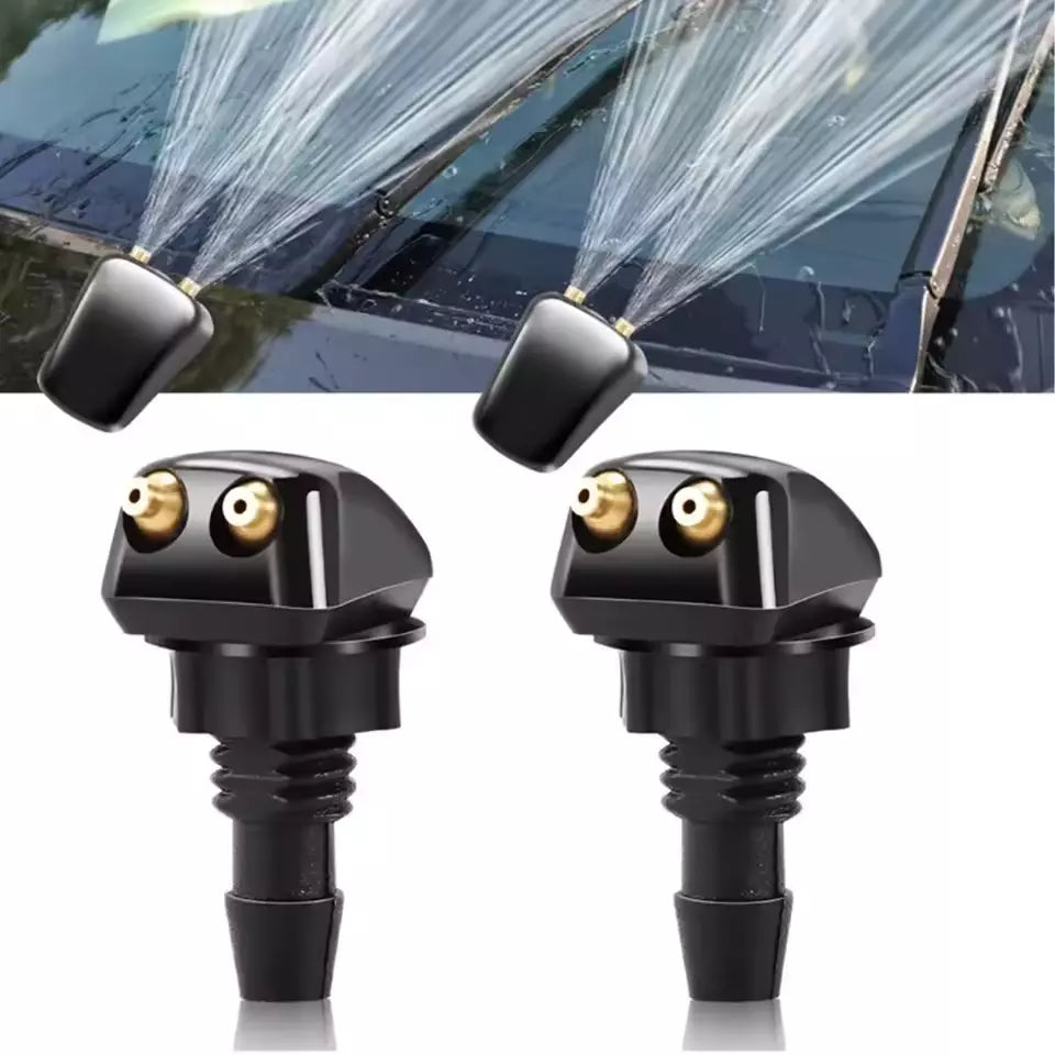 Coppia Ugelli Tergicristallo Universali per Auto a Doppio Foro in ABS Nero X2