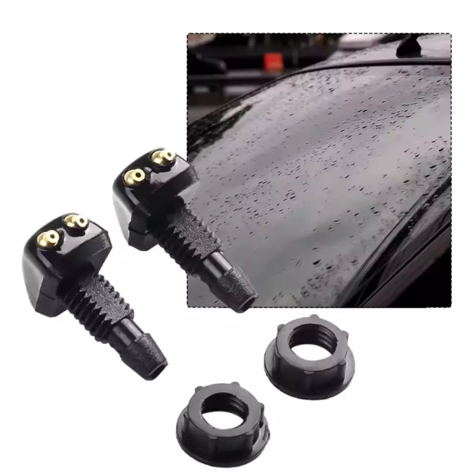 Coppia Ugelli Tergicristallo Universali per Auto a Doppio Foro in ABS Nero X2