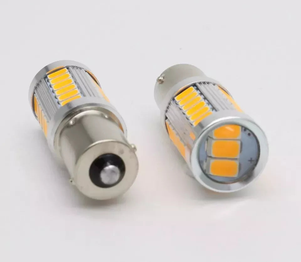KIT 2 Lampadine Led per Auto P21W 1156/BA15S 33SMD 12V Luce Colore Arancioneonale