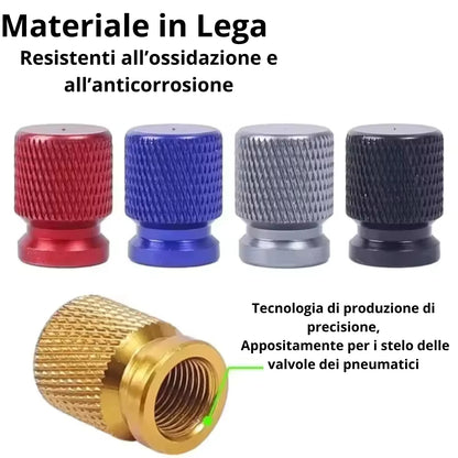 X4 Tappi Valvole Pneumatici Alluminio Leggero e Resistente per Pneumatici 12mm