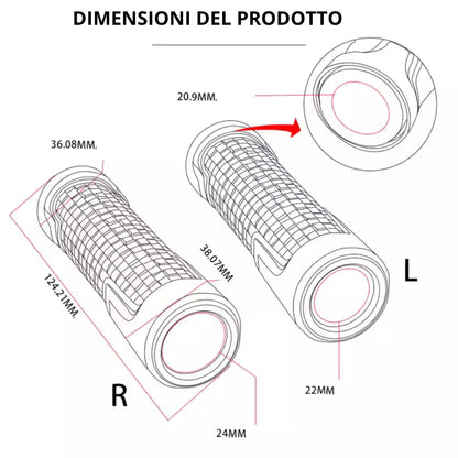 Manopole per Moto Scooter Universali Rosso in Alluminio CNC 22mm-24