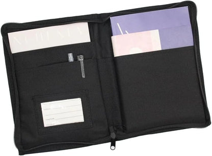 Porta Documenti Auto/Moto Nero per Libretto, Assicurazione con Tasche e Cerniera