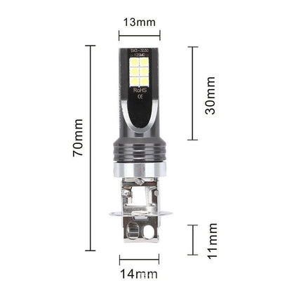 Kit Lampadine LED H3 Luce Bianca 6500-7500K 12V-24V per Fari Auto 12 Led