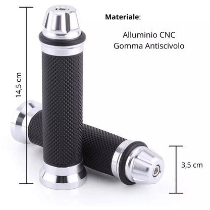 Manopole Manubrio Universali Moto Scooter in Alluminio CNC, 22mm-24mm, Grigio