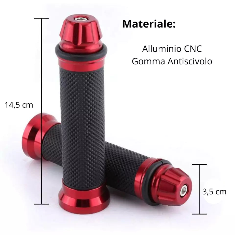 Manopole Manubrio Universali Moto Scooter in Alluminio CNC, 22mm-24mm, Rosso