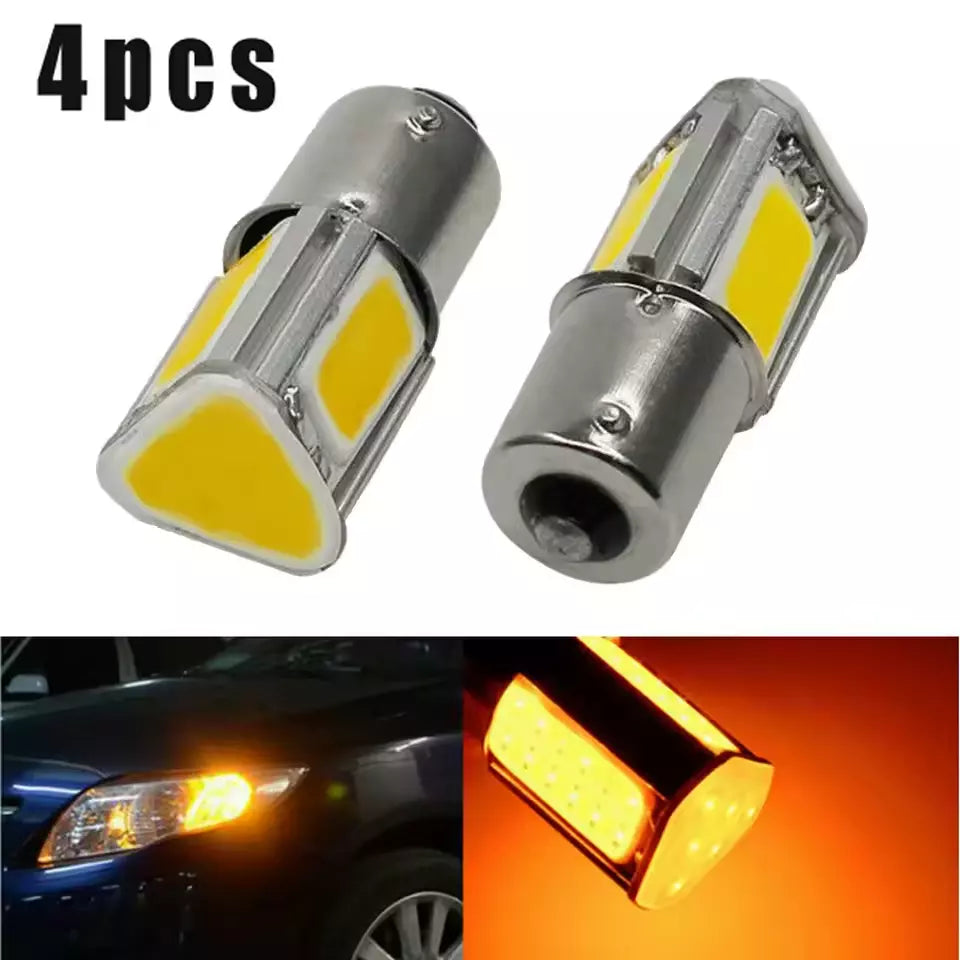 X4 Lampadine a Led BA15S 1156 12V 3500K 5W LED Indicatori di Direzione a 360°