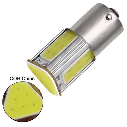 KIT 2 Lampadine Led COB 12V BA15S 1156 P21W Luce Bianca 6000K 400LM Luce Retro