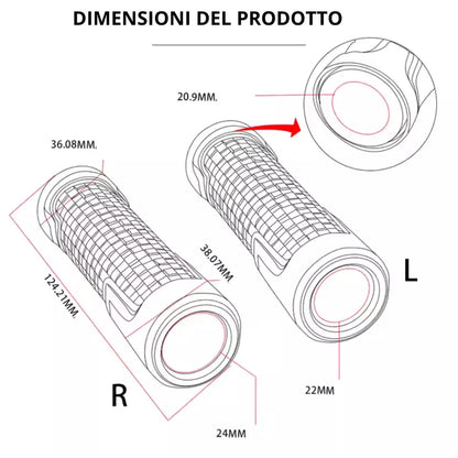 Manopole per Moto Scooter Universali Blu in Alluminio CNC 22mm-24mm