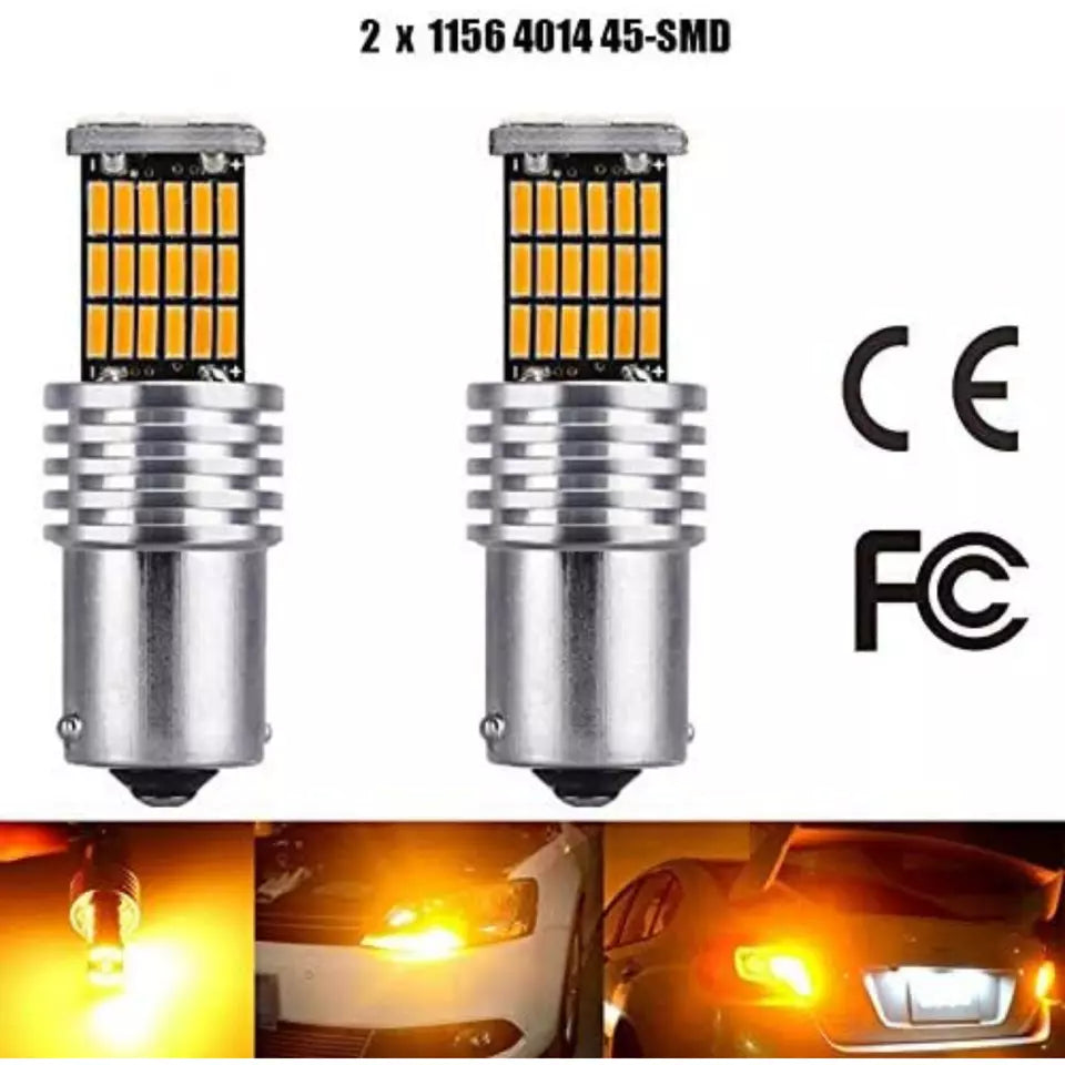 KIT 2 Lampadine a Led P21W BA15S Indicatori di Direzione 12V Colore Luce Arancio