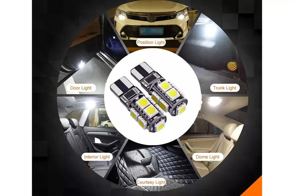 Kit 2 Lampadine Auto Canbus 9 LED SMD Attacco T10 12V Luci Interne/Posizione