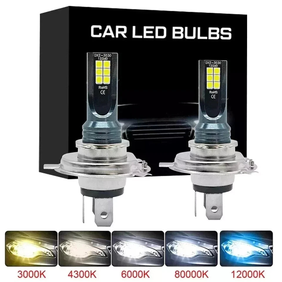 KIT 2 Lampadine H4 CANBUS a LED Fari Auto Moto Lampada Luce Bianca 80W 6000K 12V