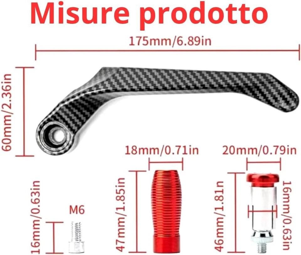 Paraleve Moto Carbon Look Universali 22mm per Freno e Frizione in Alluminio CNC