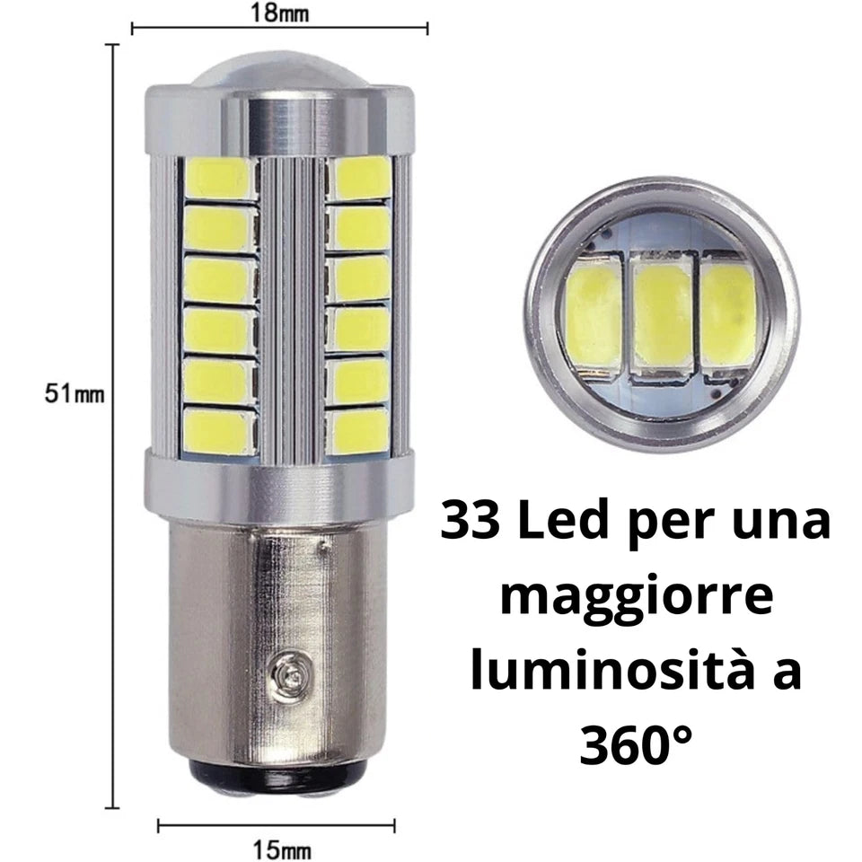 KIT 2 Lampadine LED auto 1156/BA15S P21W 5w 12v Colore Luci bianche di Posizione