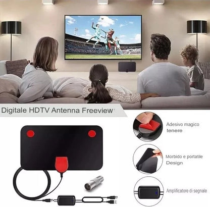 ANTENNA TV INTERNA AMPLIFICATA ANTENNA PER DTT DVB-T/DVB-T2 PER TV DIGITALE 4K