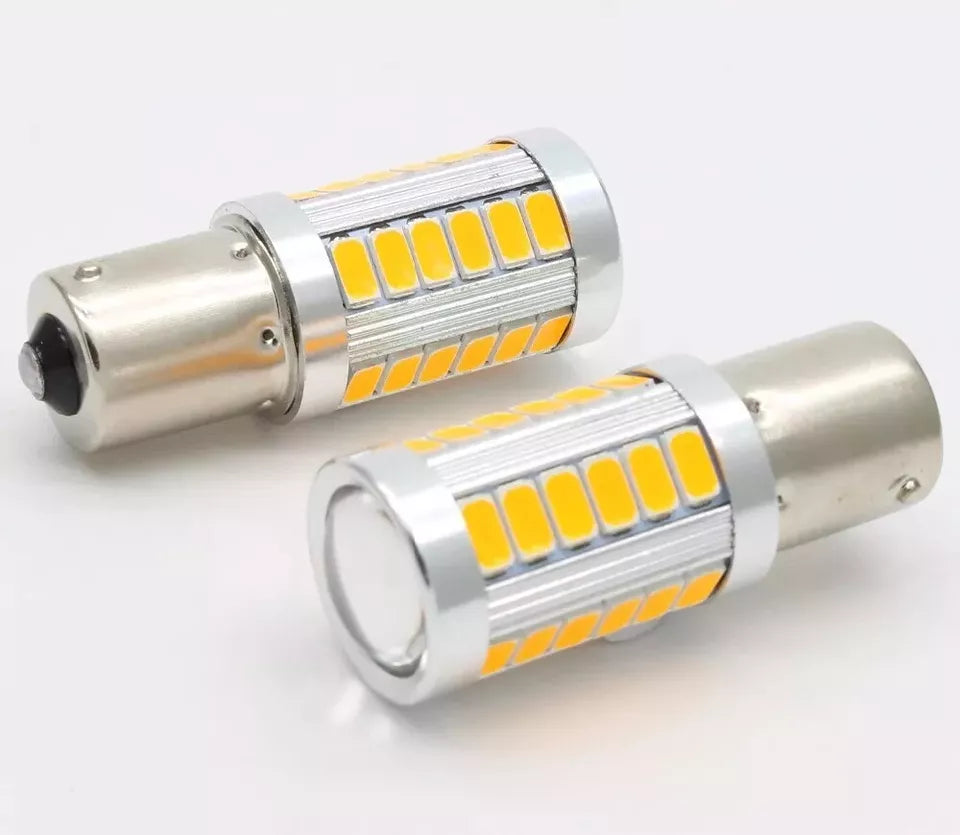 KIT 2 Lampadine Led per Auto P21W 1156/BA15S 33SMD 12V Luce Colore Arancioneonale