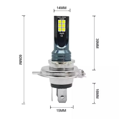 KIT 2 Lampadine H4 CANBUS a LED Fari Auto Moto Lampada Luce Bianca 80W 6000K 12V