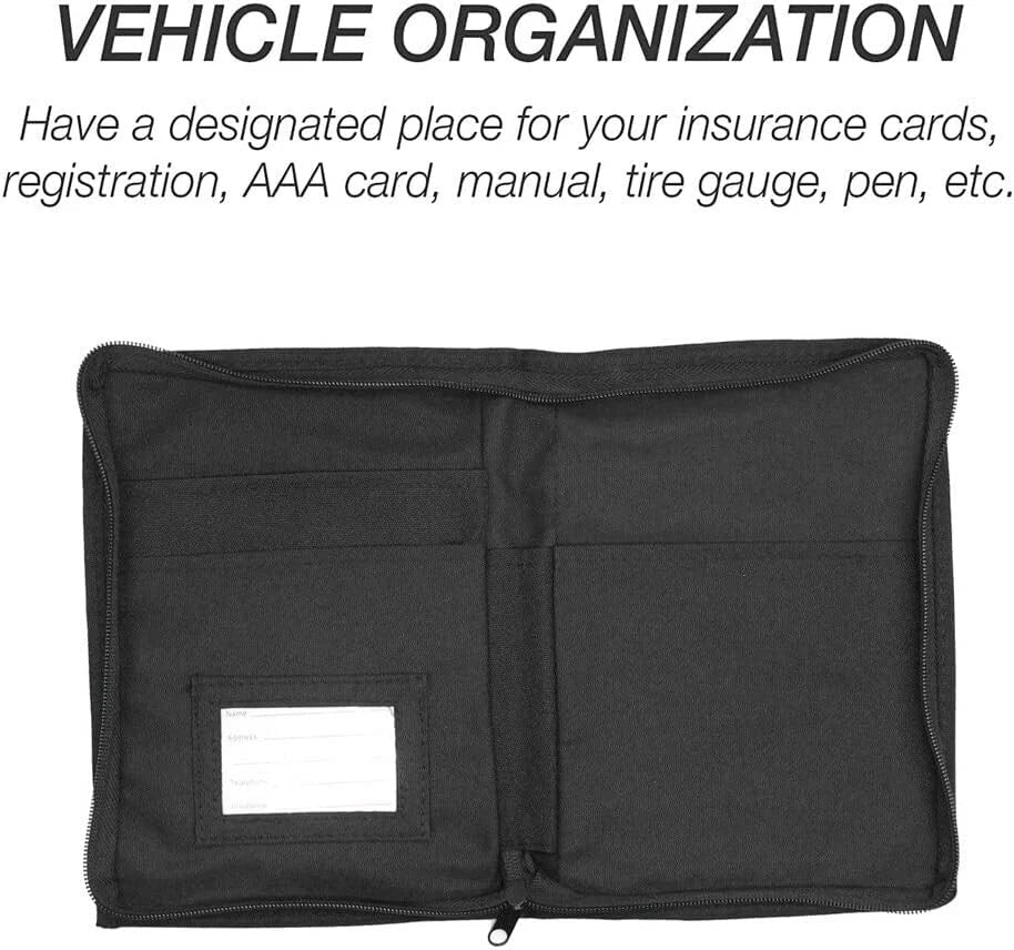 Porta Documenti Auto/Moto Nero per Libretto, Assicurazione con Tasche e Cerniera