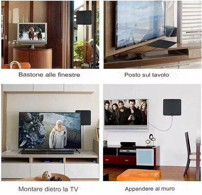 ANTENNA TV INTERNA AMPLIFICATA ANTENNA PER DTT DVB-T/DVB-T2 PER TV DIGITALE 4K