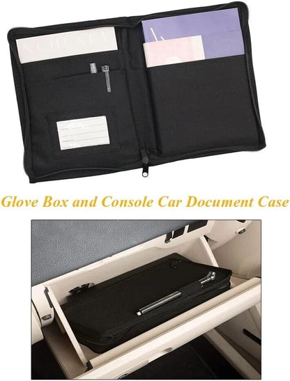 Porta Documenti Auto/Moto Nero per Libretto, Assicurazione con Tasche e Cerniera