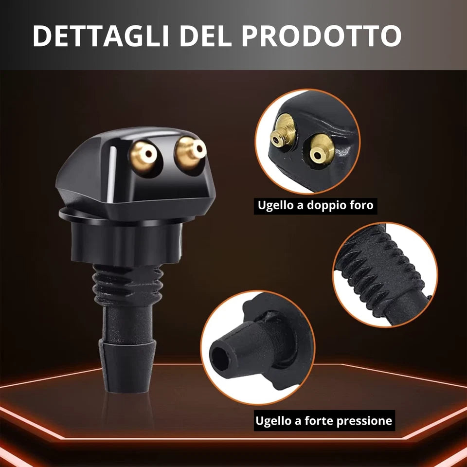 Coppia Ugelli Tergicristallo Universali per Auto a Doppio Foro in ABS Nero X2