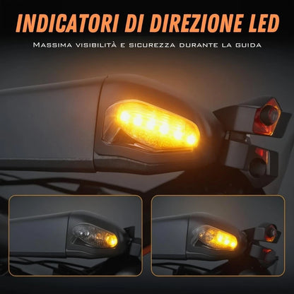 Specchietti Retrovisori Moto Universali con Frecce LED, Design Aerodinamico