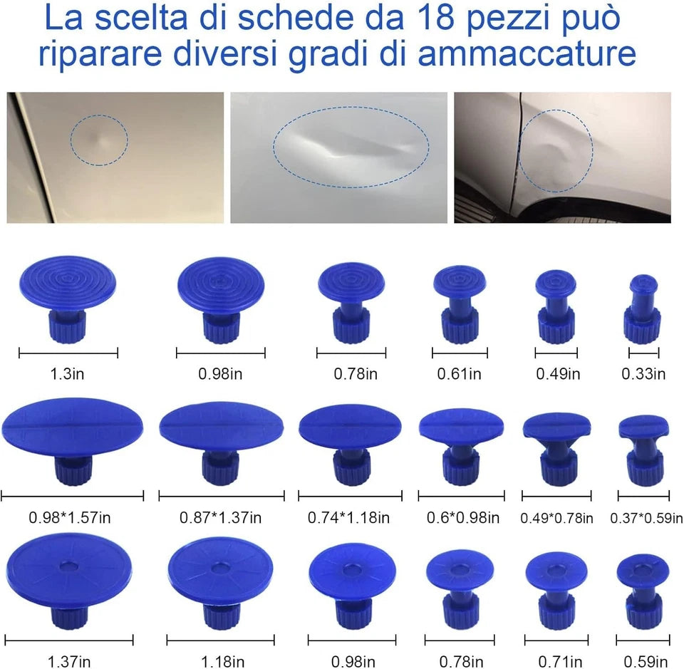 Kit Tira Bolli Bolle Carrozzeria Auto e Moto, Set 18 pz Riparazione Ammaccature