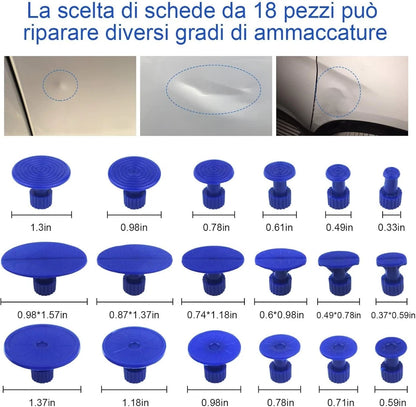 Kit Tira Bolli Bolle Carrozzeria Auto e Moto, Set 18 pz Riparazione Ammaccature
