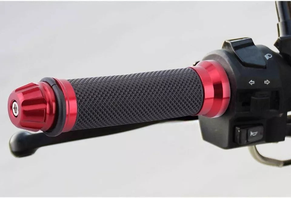 Manopole Manubrio Universali Moto Scooter in Alluminio CNC, 22mm-24mm, Rosso
