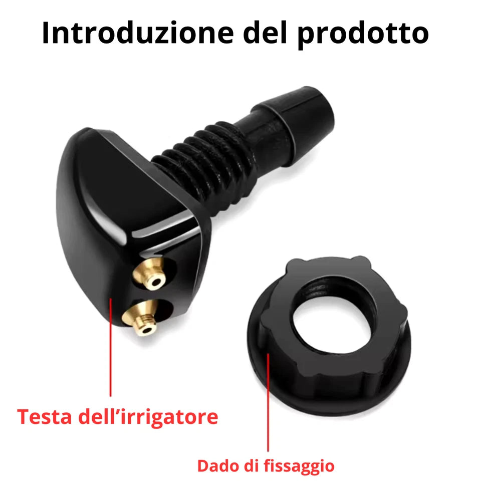 Coppia Ugelli Tergicristallo Universali per Auto a Doppio Foro in ABS Nero X2