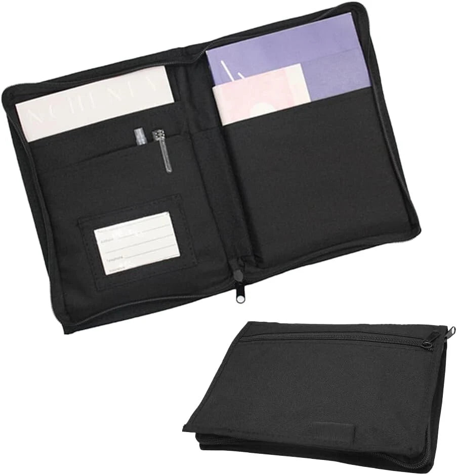 Porta Documenti Auto/Moto Nero per Libretto, Assicurazione con Tasche e Cerniera