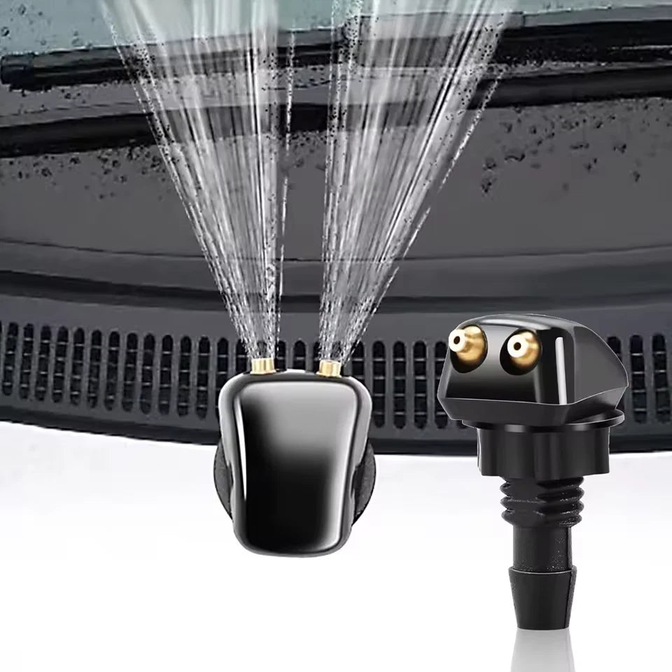 Coppia Ugelli Tergicristallo Universali per Auto a Doppio Foro in ABS Nero X2