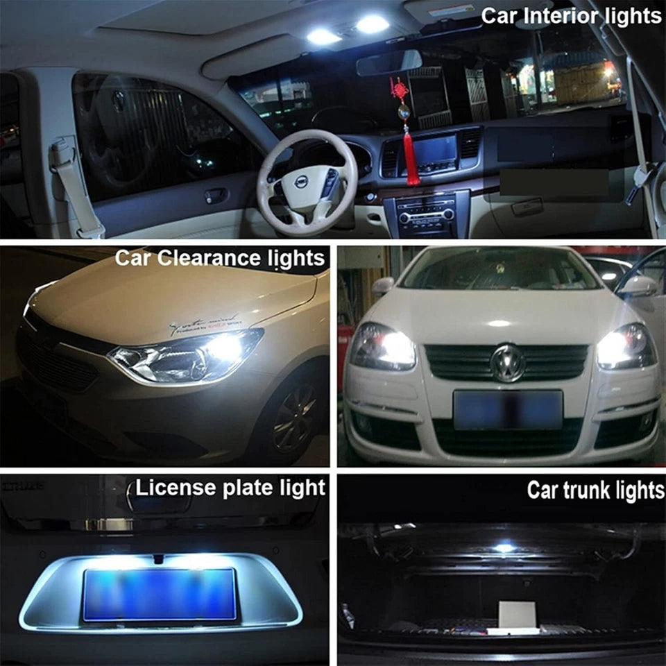 X10 Lampadine Led Interni Light 12V T10 W5W 24SMD Luce Bianca 480LM