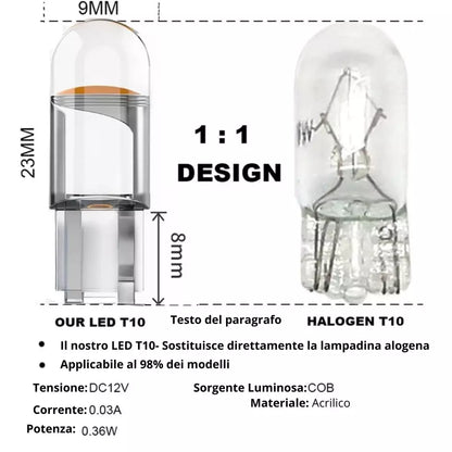 X10 Lampadine a LED T10 W5W CANBUS Senza errori 5W 6000K LUCE BIANCA 12V