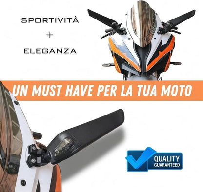 Specchietti Retrovisori Moto Universali con Frecce LED, Design Aerodinamico